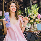 Butterfly Tumbler With Lid and Straw - 20 oz Insulated Purple Stainless Steel Skinny Tumbler Water Bottle Travel Mug Wine Cups Gifts for Women