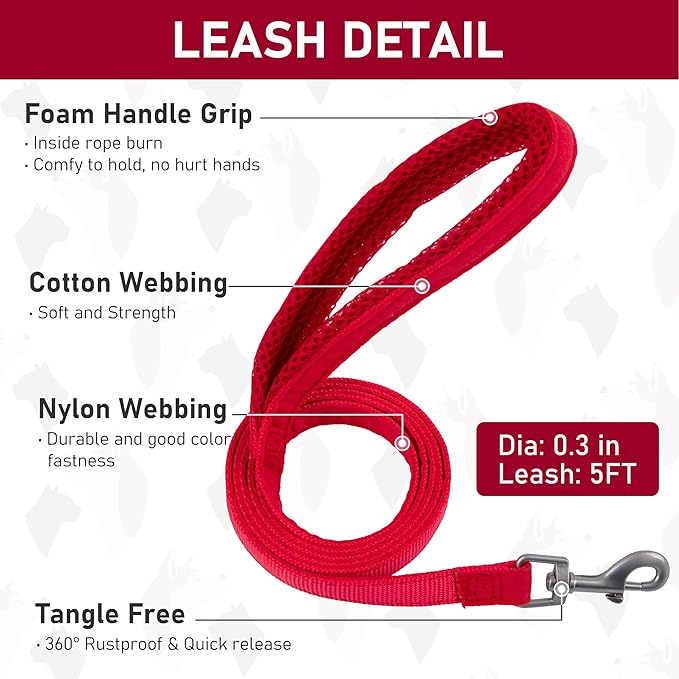 GAMUDA Small Pet Harness Collar and Leash Set, Step in No Chock No Pull Linen Fabric Soft Mesh Dog Vest Harnesses Reflective for Dogs Puppy Cats Kitten Rabbit (Red, M)