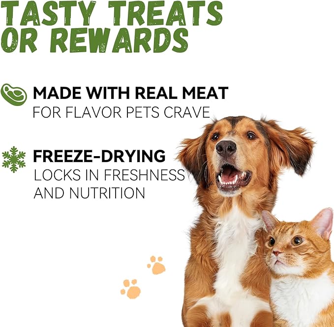 OPET Freeze Dried Chicken Cat Treats, Single Ingredient Grain Free High Protein Pet Food for Cats and Dogs, Healthy Training Snacks, Freeze Dried Cat Food (Chicken Breast, 1.48 Ounce)