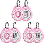 Dog Tags Personalized, QR Code Pet ID Tags for Dog Collar, Online Profile, Scan Location Alerts, Pink