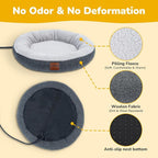 CATISM Cat Bed Heated Cat Bed - Self Warming Cat Beds, Heating Cat Beds for Indoor Cats and Small Dogs, Cozy Donut Heated Cat Bed with Timer & Temp Adjustable, Heating Cat Pad with Non-Slip Bottom