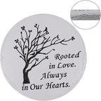 10 Inch Polyresin Memorial Garden Stone, Rooted in Love Stepping Stones Oudoor, Memorial Gifts for Loss of Loved One, Décor for Homes, Lawn and Garden (Grey Round Tree)