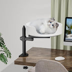 Cat Bed for Desk Elevated Cat House Over Desk Keeps Kitten Cat Close and Workspace Clear Cat Box with Pet Cushions (45° Rotating Rod)