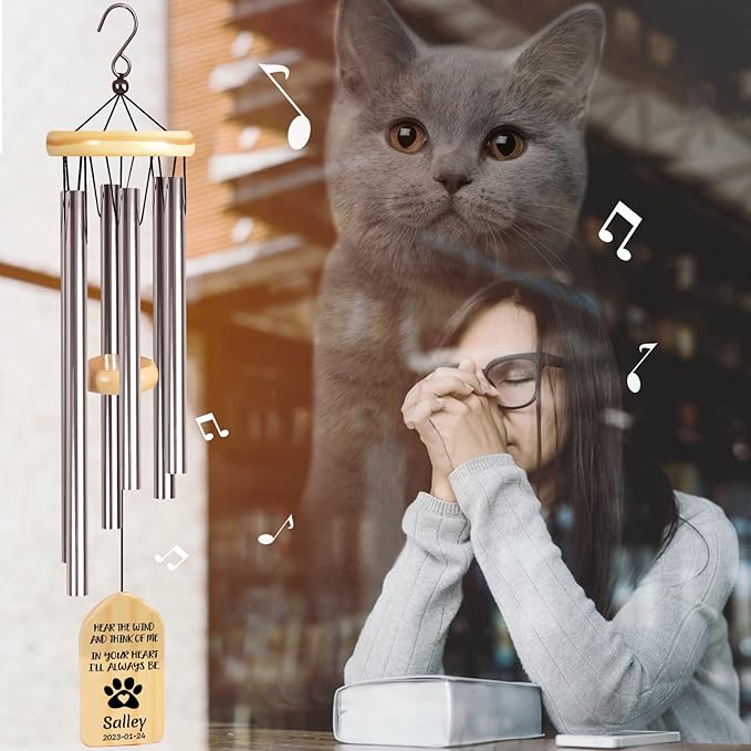 Personalized Pet Loss Gifts Cat, Personalized Pet Loss Wind Chimes, Pet Memorial Gifts, Loss of Cat Gifts, Loss of Cat Sympathy Gift, Cat Memorial Gifts, Pet Bereavement Gifts Cat