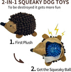 Plush Hedgehog Dog Toys 3 PCS - Squeaky No-Stuffing Hedgehog for Small and Medium Dogs - Keep Your Puppy Busy with Multi-Colored Interactive Toys for Aggressive Chewers