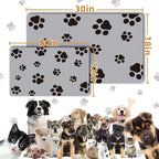 18×30in Pet Feeding Mat Dog Cat Food Mat for Floors Waterproof Food and Water Bowl Mats for Indoor Absorbent Non-Slip Dog Food Mat Quick Dry Pet Food Mats Light Gray