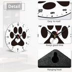 SPUNKER Clock for Bedroom,Black Cat Dog Paw Print Wall Clock Battery Operated 10 Inch,Cute Love Round Clock Silent Non-Ticking Wall Decor for Farmhouse Office Home School Living Room Bedroom