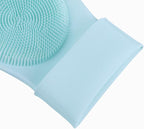 Pet Grooming Gloves，Heat-Resistant Silicone Gloves with High-Density Teeth for Enhanced Massaging and Bathing of Dogs and Cats (Green, 1 Pair)