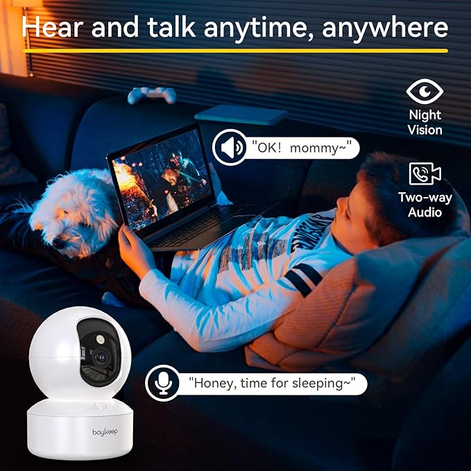 BoyKeep Indoor Camera 2K, 5G/2.4GHz Pet Camera with Phone App,Cameras for Home Security, Motion Tracking, Color Night Vision, 2-Way Audio, WiFi 12-Second Cloud Storage