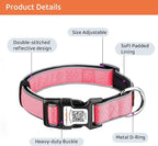 Personalized Dog Collar with QR Code tag for pet ID, Reflective Safety Collar, Suitable for Small, Medium, and Large Dogs (Pink, Small)