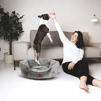Asvin Medium Dog Bed for Medium Dogs, Cat Beds for Indoor Cats, Pet Bed for Puppy and Kitty, Extra Soft & Machine Washable with Anti-Slip & Water-Resistant Oxford Bottom, Grey, 25 inches