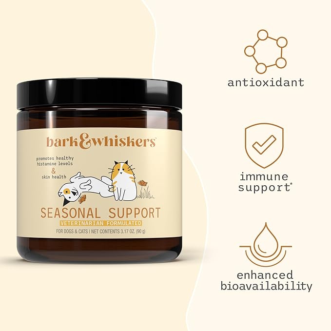 Bark & Whiskers Seasonal Support, 3.17 Oz. (90 g), 90 Scoops, Antioxidant and Immune Support, Veterinarian Formulated, Non-GMO, Dr. Mercola