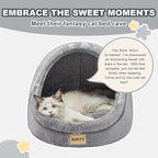 Jiupety Cat Beds for Indoor Cats, Cute Cat Cave Bed and Kitten Bed, Large Cat Cave and Covered Cat Bed with Anti-Slip Bottom, Washable Removable Cushion, M(16"x16"x13"), Gray Star.