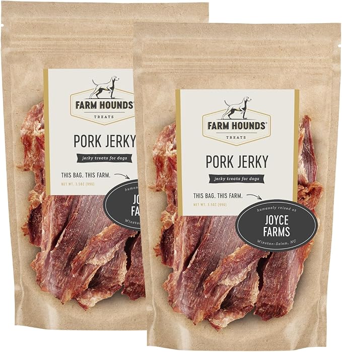 Farm Hounds - Premium Natural Pork Jerky for Dogs - Made from 100% Humanely Raised Pork - Break-to-Size - Great for Training & Treats - No Added Fillers - Made in USA - 3.5 oz - 2 Pack