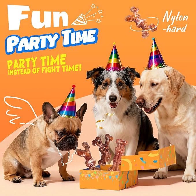 Dog Toys for Aggressive Chewers: Gift Box with 3 Pack Dog Chew Toys, Indestructible Dog Toy for Large Dogs Birthday, Tough Dog Toys to Keep Them Busy, Chew Toys for Dogs, Bacon Flavor 2595-2