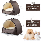 Cat Beds for Indoor Cats, Cat Cave for Large Cats and Small Pets, Memory Foam Cat House Tent with Removable Washable Cushioned Pillow, Cat Hideaway with Non-Slip Bottom, Coffee, Large