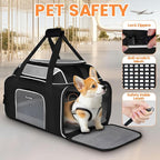 Petskd Top-Expandable Pet Carrier 19x13x9 Inches Southwest Allegiant Airlines Approved, Soft-Sided Carrier for Small Dog Under 12 lbs and Large Cat Under 15 lbs(Black)
