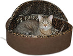 K&H Pet Products Thermo-Kitty Bed Deluxe Indoor Heated Cat Bed Mocha/Leopard Small 16 Inches