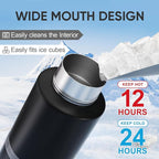 Insulated Dog Water Bottle with Travel Bowl, Portable Water Bottle Dispenser, Accessories for Car, Hiking, Camping, Outdoor, Leak-Proof, Detachable (DogDad-Black)