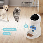Automatic Cat Feeder, 101oz/3L Timed Cat Feeder for Dry Food with Anti-Clog Design, Up to 4 Meals with Portion Control, Dual Power Supply &10s Voice Recorder for Small Medium Cats Dogs