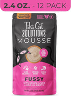 Tiki Cat Solutions Mousse Multipack Wet Cat Food, Fussy, Duck Liver & Egg, 2.4 oz. Pouch (12 Count)