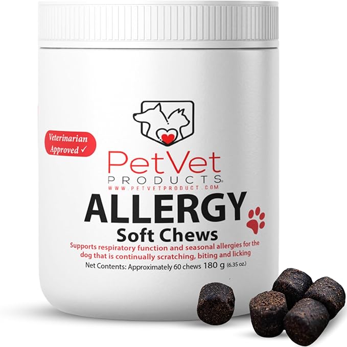 Pet Vet Allergy Relief Chews for Dogs (Beef Liver) – Itchy Skin Relief for Dog Allergies – Skin Irritation Treatment, Allergy Chews, Pet Probiotics – Dog Health