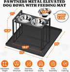 Elevated Dog Bowls for Medium Breed: 4 Height Adjustable Raised Dog Bowl with Metal Stand, Feeder Station with 2 Stainless Steel Bowls, Black with Feeding Mat