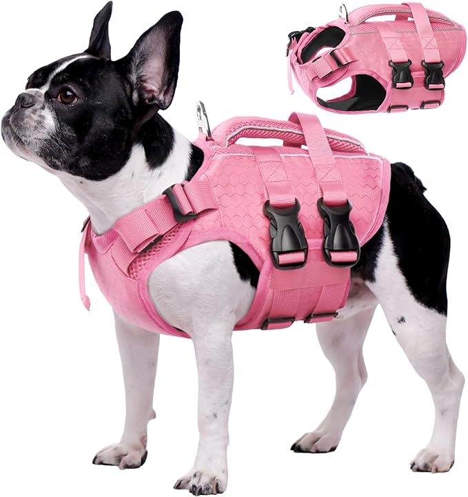 Kuoser Dog Life Jacket High Flotation, Reflective Dogs Life Vest for Swimming Boating, Adjustable Small Medium Large Dog lifejacket, Lightweight Dogs Life Preserver Rescue Handle Spring Summer Pool