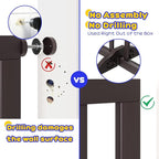 Semiocthome Wooden Freestanding Dog Gates for The House Extra Wide, 6-Panel Pet Gates for Puppy/Doggy with 4PCS Support Feet, Foldable 24“(H) Dog Fences Indoor, Expands Up to 9(ft) /113" (W)- Brown