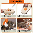4-in1 Cat Steam Brush for Shedding & Grooming, Spray Hair Removal Comb with 1 Waterless Shampoo, Cat Brush for Massage, Pet Grooming Comb Hair Removal Tool for Cats and Dogs
