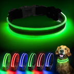 PcEoTllar Light up Dog Collars Rechargeable, LED Dog Collar Night Walking, Waterproof Flashing Glow in The Dark Dog Collars, Adjustable Dog Lights for Large Small Medium Dogs Green-L