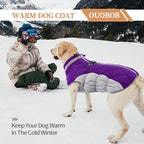Large Dog Coat, XXLarge Dog Winter Coat, Waterproof Pet Jacket with Back Zipper,Extra Large Pet Coats, Warm Fleece Jacket with D-Ring, Windproof Winter Clothes Golden Retriever,Purple,XXL