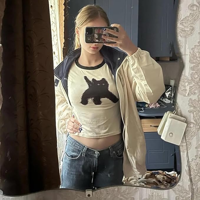 Graphic Tees Y2k Baby Tee Teens 2000s Vintage T Shirts Emo Grunge Printed Summer Crop Tops 2024