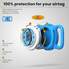 Waterproof AirTag Dog Collar Holder for Apple Tracker QR Code Case Blue