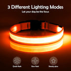 Vizpet LED Dog Collar, Light Up Dog Collar Adjustable USB Rechargeable Super Bright Safety Light Glowing Collars for Dogs(X-Large,Orange)