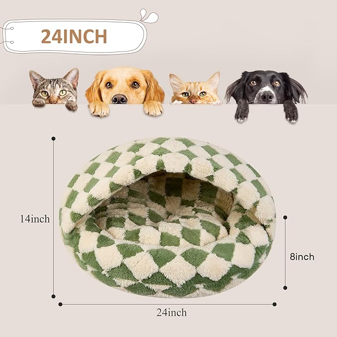 Dog Beds for Small Dogs, Cat Bed Cave, Washable Cute Cat Bed, Cozy Nook Pet Bed for Dogs or Cats, Anti-Slip Puppy Bed Fits up to 22 lbs Pets(Green, 24" x 24")