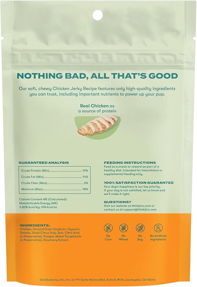 Jinx Chicken Bites, Soft Jerky Dog Treats, Slow-Smoked Real Chicken, Low-Calorie and Packed with Flavor, No Fillers, Bite-Sized Snack, 5oz (Pack of 2)