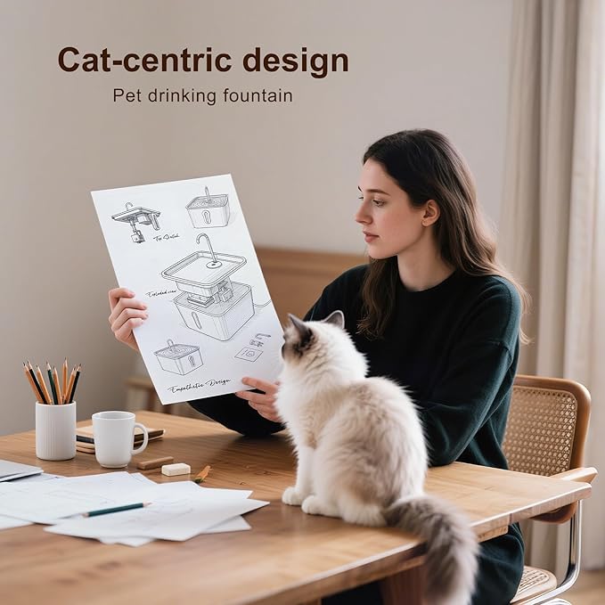 Stainless Steel Cat Water Fountain, 4L/135oz Automatic Circulation pet Water Dispenser, Quiet cat Bowl Water Dispenser, Suitable for Cats, Dogs and Multiple Pets. (Pet Fountain+6 Filters+6 Sponges)