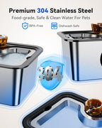 12L/3gal Stainless Steel Large Dog Water Fountain for Large Dog, Electric Pet Water Dispenser with Water Level Window&LED, Cat and Dog Fountain Water Bowl for Multi-Pet Home,Super Quiet