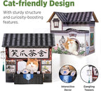 SMILE PAWS Cat Beds for Indoor Cats, Cardboard House with Scratchers, Tea House, Large Sturdy Cat Furniture Condo Cave Tent, Easy to Assemble Pet Toys Accessories Stuffs, Bunny Small Animals