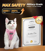 Halypet Cat Harness and Leash Set [MAX Safety 4th-Gen Upgrade] Escape Proof Adjustable Cat Leash Comfortable Soft Vest Easy to Wear Kitten Harness with Reflective Strip for Cats Walking, XS Pink