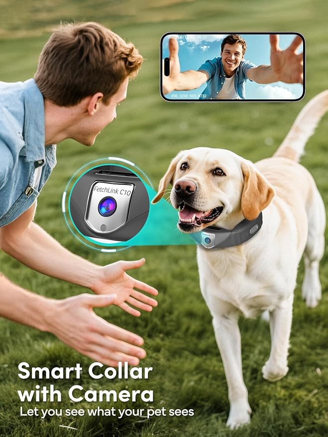 GPS Wireless Dog Fence with 2K Camera & Voice Training & GPS Tracker, Dog Collar with App Waterproof Rechargeable Adjustable for Large Medium Dogs