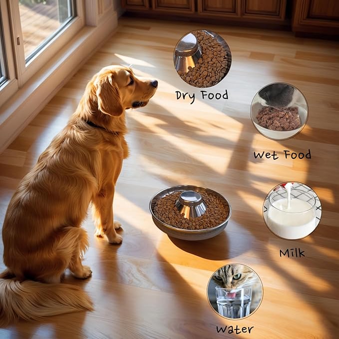 27.05oz Stainless Steel Puppy Weaning Bowls with Non-Slip Mat Set, Shallow Feeding Bowls for Puppies and Kittens, Food and Water Feeding Dishes