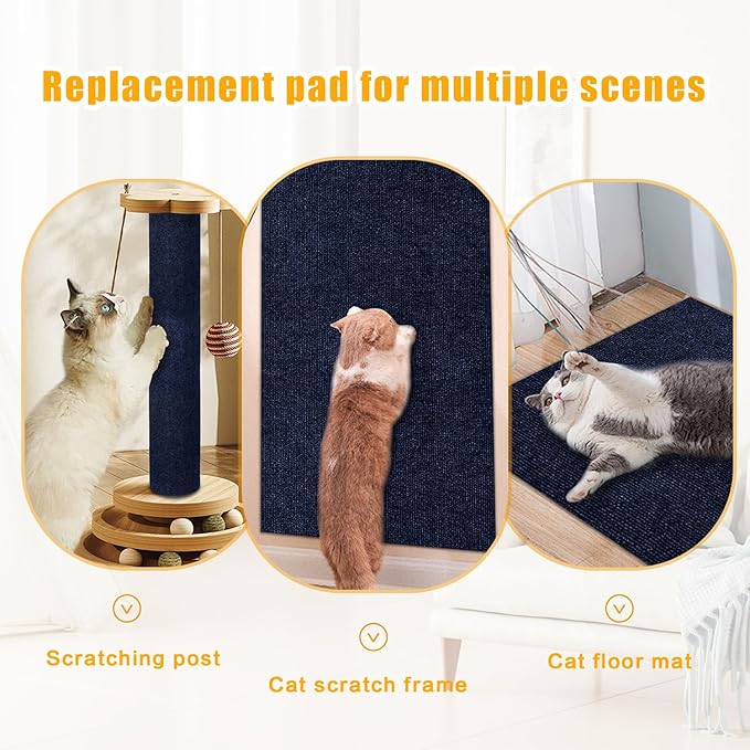 Cat Scratch Mat,118.5"x17.4" Trimmable Self-Adhesive Cat Scratch Furniture Protector, Sticky Cat Scratcher Wall Mat, Covering Cats Tower, Couch Protector from Cats Claws (Dark Blue)