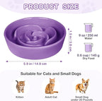 TRUVIC Ceramic Slow Feeder Dog Bowls Small Breed, 0.6 Cup Slow Feeder Cat Bowls for Fast Eaters, Ceramic Dog Food Dish no Black Chin, Puzzle Bowl for Small Dogs and Cats, Purple