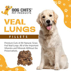 Dog Chits Veal Lung Fillets Dog and Puppy Treats - All Natural Grain and Chemical Free Training Chews - High Protein and Low Fat - Supports Dental Health - Made in The USA - Large 10 oz Bag