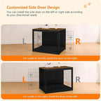 DWANTON Dog Crate Furniture with Cushion, Wooden Kennel Table with Double Doors, Indoor Dog House, Extra Large Size, 43.3" L, Black+Warm Brown