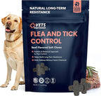 Vets Preferred Flea and Tick Prevention for Dogs Chewable - Daily Defense Without Harsh Chemicals - Immune Support & Antioxidant Protection - Beef Flavored - 90 Soft Chews