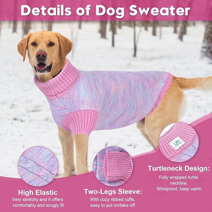 Pet Clothing,Turtleneck Dog Sweater,Sweaters for Dogs Boys and Girls,Pullover Dog Sweaters,Pet Knitted Clothes,Fit for Different Kinds Dogs,for Spring,Autumn and Winter(Pink M)