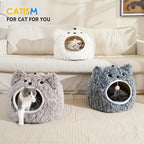 CATISM Cat Bed, Cat Beds for Indoor Cats, Cat Cave, Cat Cave for Indoor Cats, Cat Bed Cave, Large Cat Beds, Cozy Hooded Cat Bed with Soft Cushion, Removable Washable Cat Beds Keep Warm
